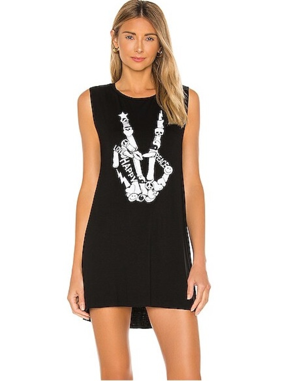 Lauren Moshi Deanna skeleton peace sign mini tank top dress 💜